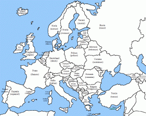 Blank Map of Europe.
